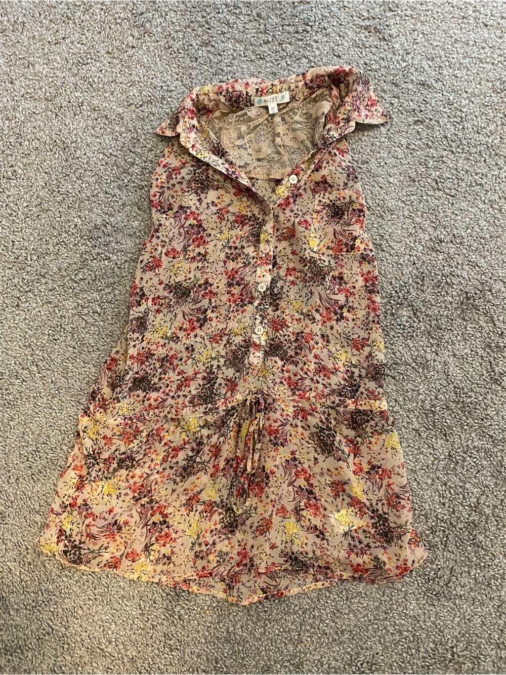 love, Fire Floral Lace-Trim Beige & Multicolor top